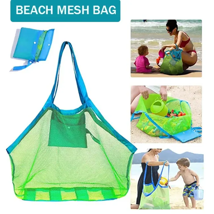 Grand sac de plage multicolore en maille