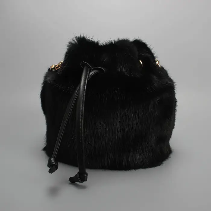 Sac seau en vraie fourrure de vison pour femmes