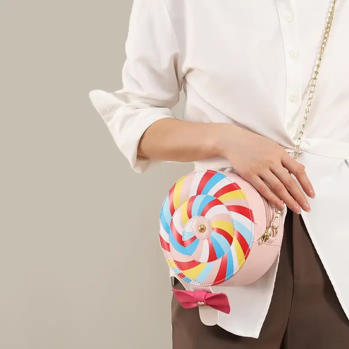 Sac à bandoulière sucette couleur arc-en-ciel pour femmes