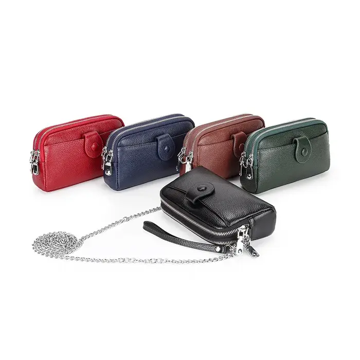 Pochette en cuir véritable pour femme