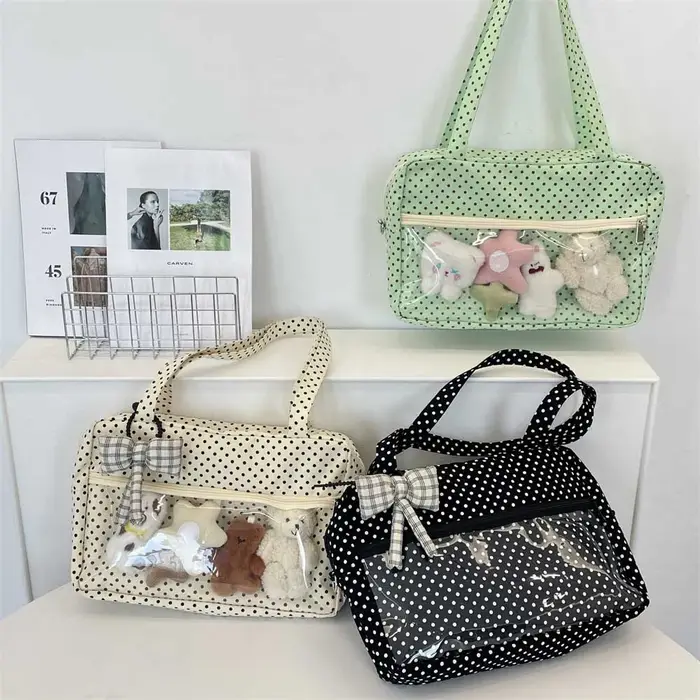 Épaule sous les bras Y2K Ulzzang Ita Sac Femme à pois Sac fourre-tout à la mode Bolso Transparent Sac