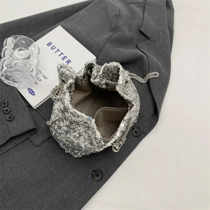 Sac à main à paillettes brillantes argentées pour femmes