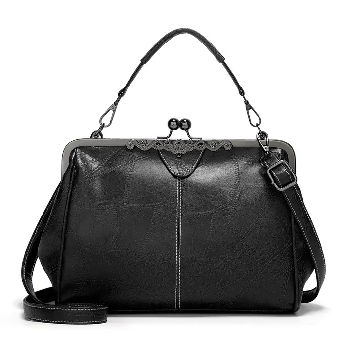 Sac fourre-tout Vintage en cuir PU avec ouverture à pince rotative
