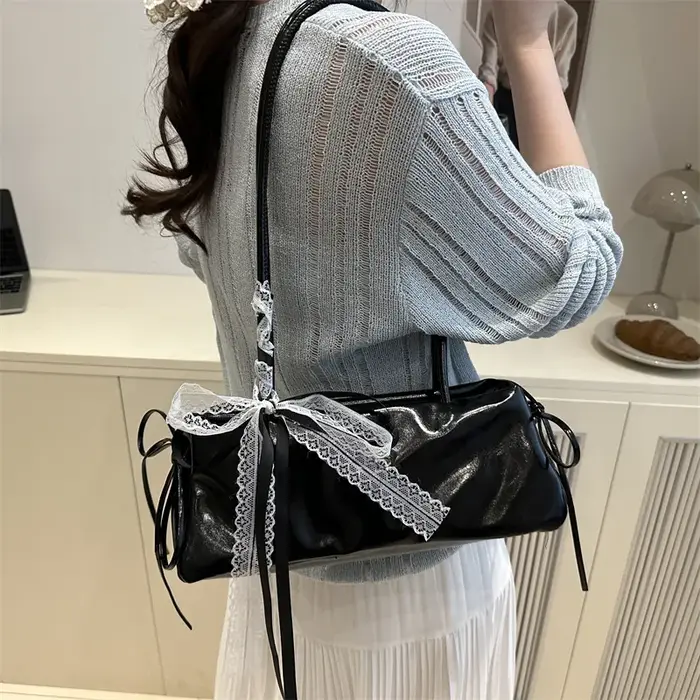 Sac carré français élégant avec nœud coréen