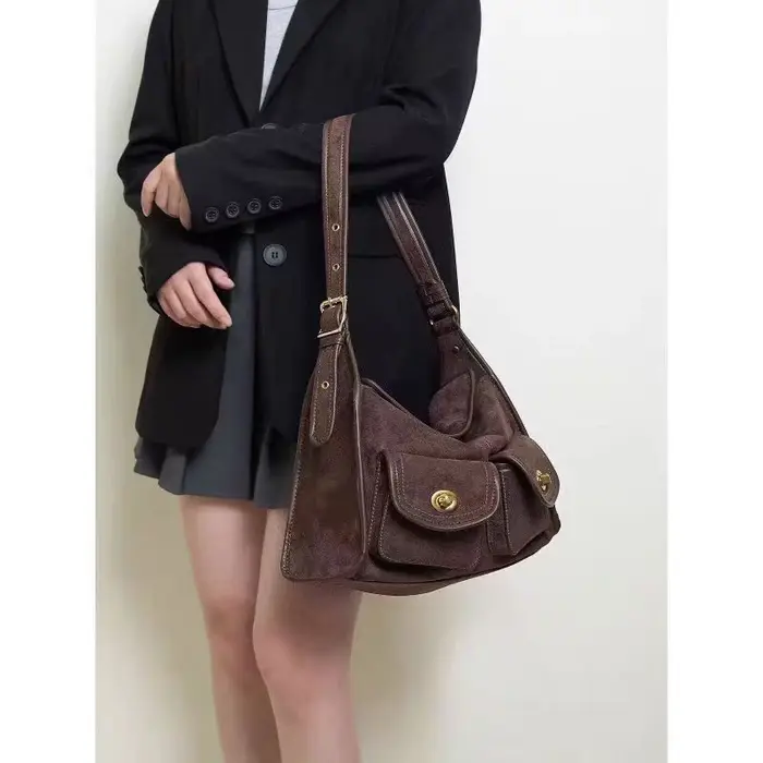 Sac à bandoulière vintage en daim pour femme