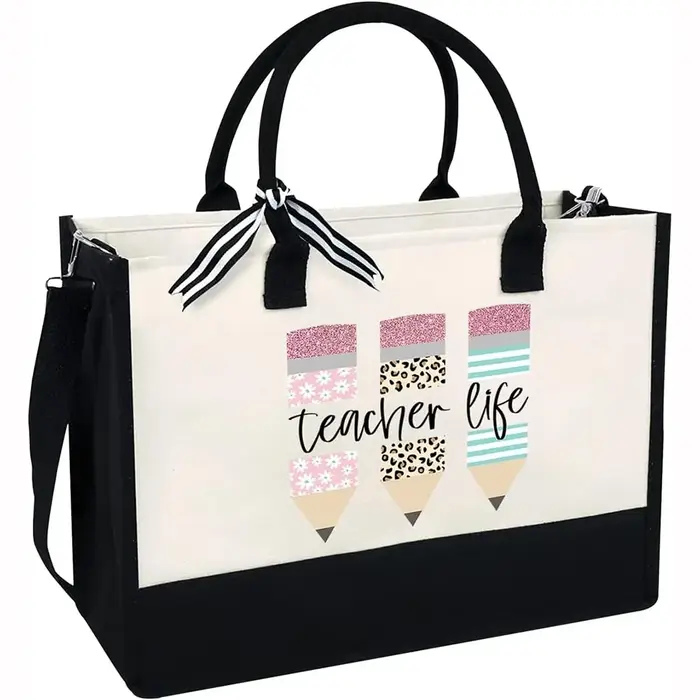 1 pièces 16.9*11.8*7.8 pouces sac fourre-tout de vie pour enseignant avec sangles cadeau de remercie