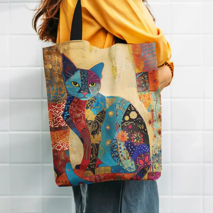 Sac fourre-tout à motif de chat floral