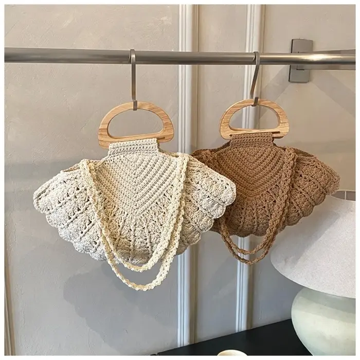 Sac à bandoulière décontracté en crochet tressé en forme de coquillage