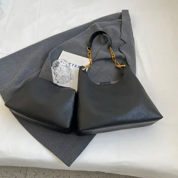 Noir 2 ensemble sac fourre-tout pour femmes haute capacité sac Composite Vintage en cuir Pu sac à main café trajet sous les bras sac à bandoulière kaki