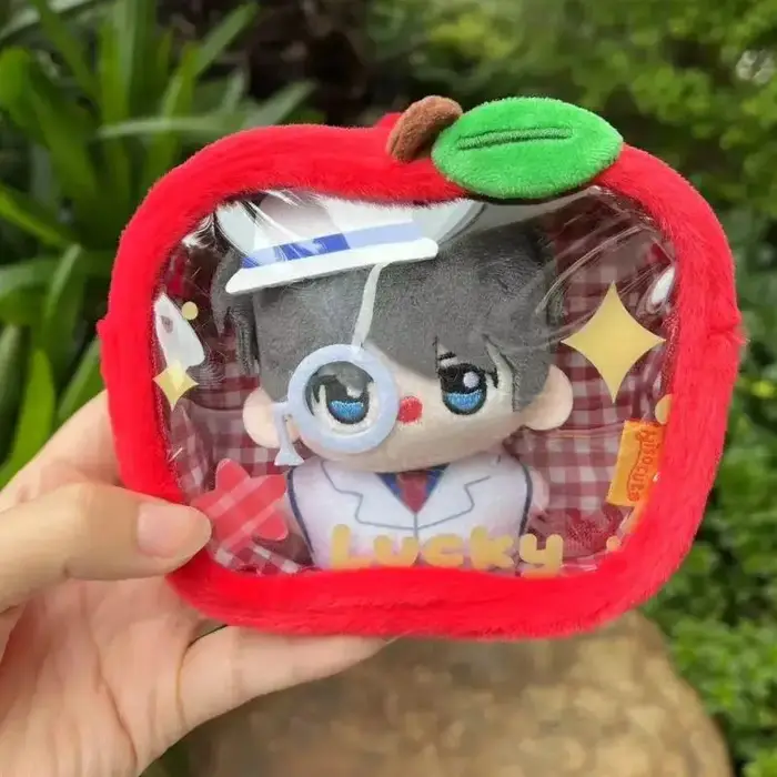 Dessin animé étoile pomme en peluche sac de rangement pendentif mignon porte-monnaie pochette porte-clés portefeuille Transparent clair Mini sac de rangement organisateur