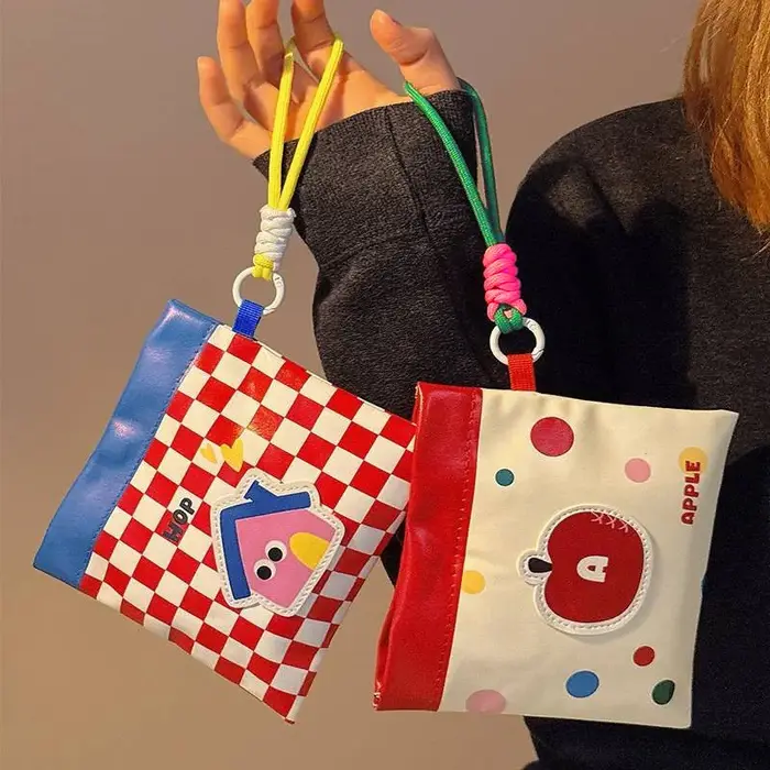 Pochette de maquillage Dopamine PU avec sangle tressée, pour ranger les tampons, le rouge à lèvres, les pièces de monnaie et les écouteurs, mignonne et portable pour les étudiants et les trajets quoti