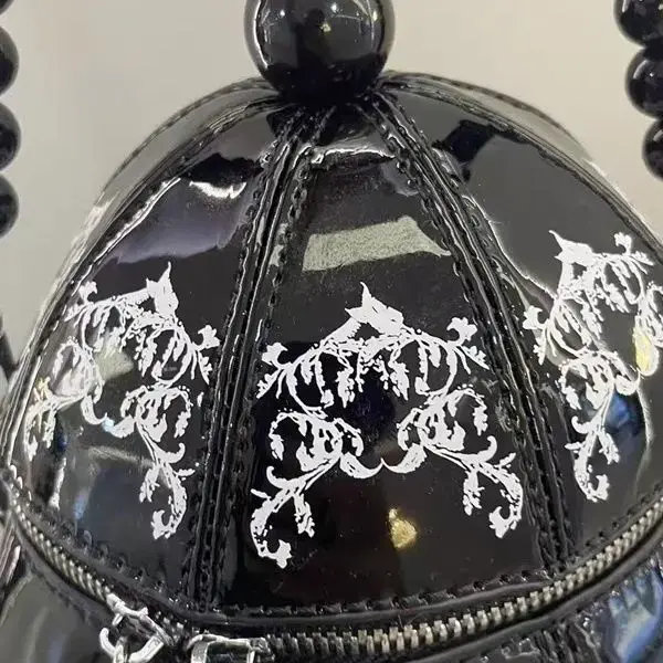 Vintage gothique noir crâne théière forme sac à main femmes perle chaîne Lolita sacs à bandoulière dames Harajuku