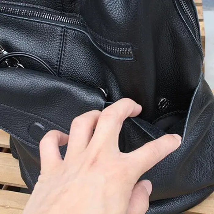 Sac à dos antivol en cuir véritable pour femme