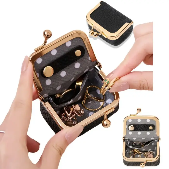 Mini porte-monnaie en cuir – avec fermoir doré
