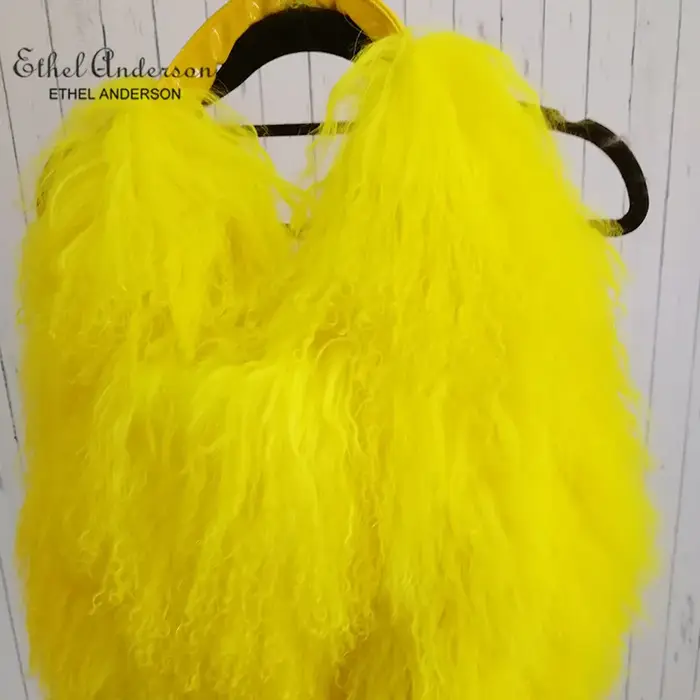 Sac à main de luxe en fourrure de mouton de Mongolie véritable