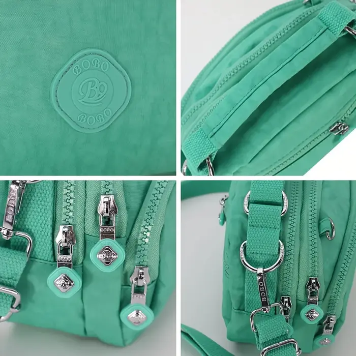 Sac à bandoulière en nylon multi-poches pour femme, sac à main à la mode avec bandoulière amovible.
