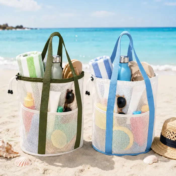 Sac de plage de grande capacité avec une conception en maille résistante au sable