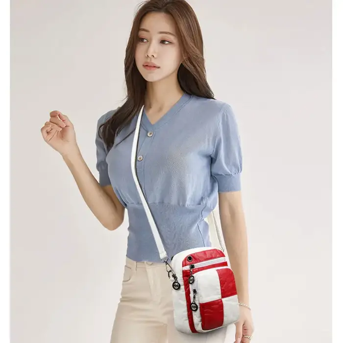 Mini sac à bandoulière en cuir PU souple pour femme