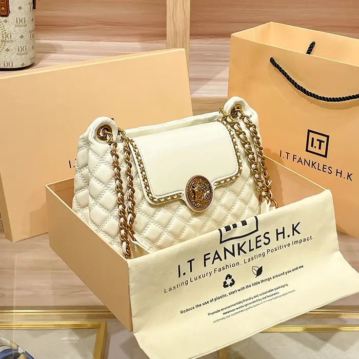 Sac à chaîne en cuir véritable pour femme