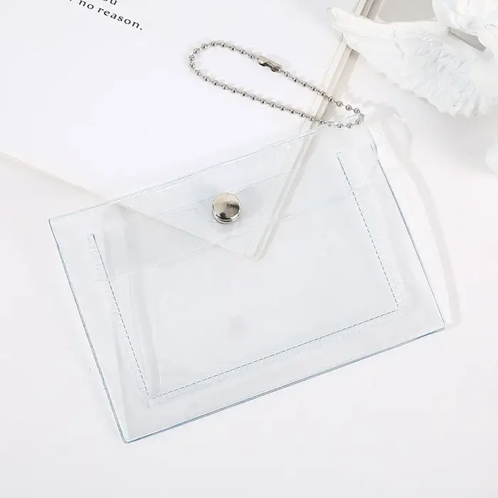 Pochette à cartes transparente mignonne style Ins, porte-cartes Guka DIY, mini porte-monnaie à press