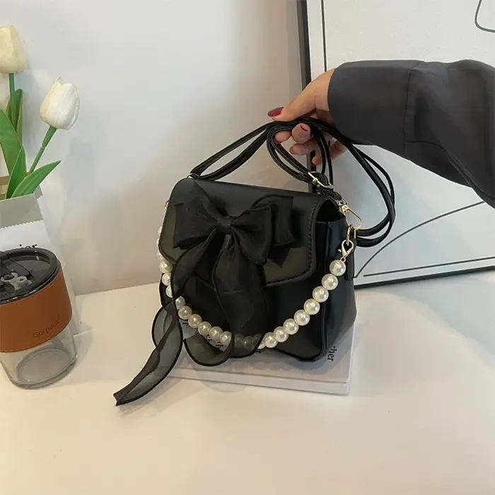 Sac à main en toile avec nœud papillon pour femme