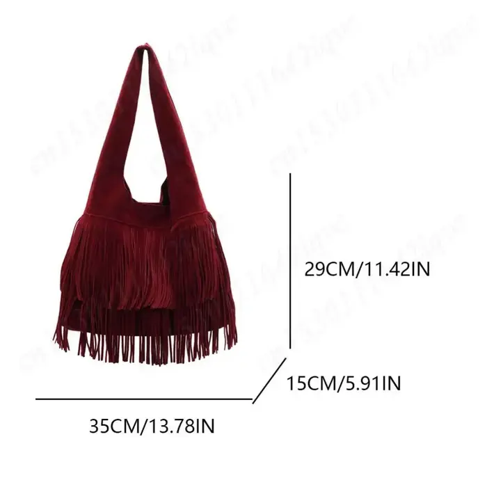 Sac sous les bras à franges en faux daim pour femme