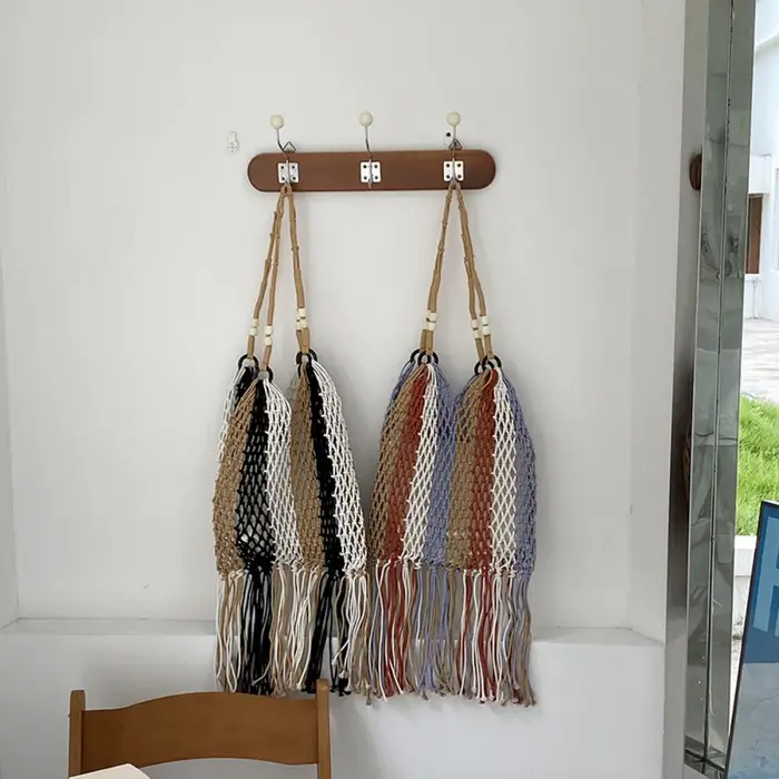 Sac fourre-tout en maille à franges style bohème