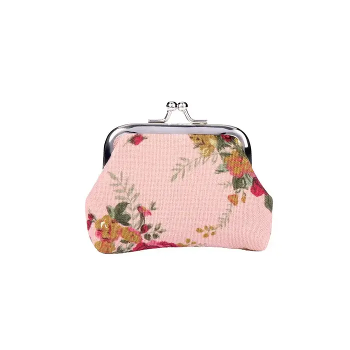 Floral femmes Vintage fleur rétro Mini petit portefeuille pochette porte-monnaie porte-carte de crédit