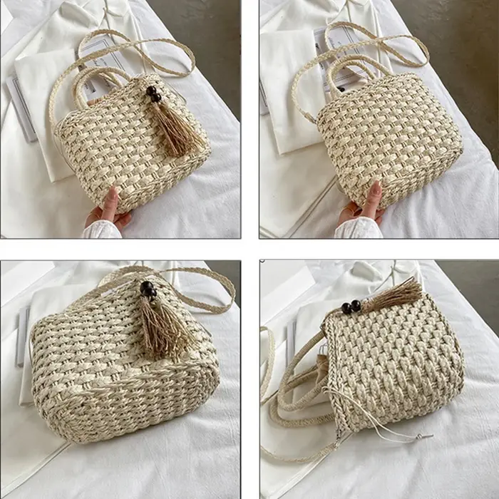 Sac à bandoulière tissé en rotin pour femmes