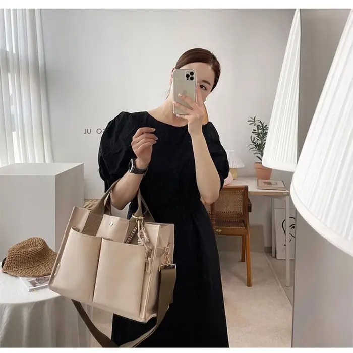 Sac à main pour maman à plusieurs compartiments, grande capacité, en toile, sac multifonctionnel pour femmes, sac à bandoulière pour mamans 01-SB-mmdlfb