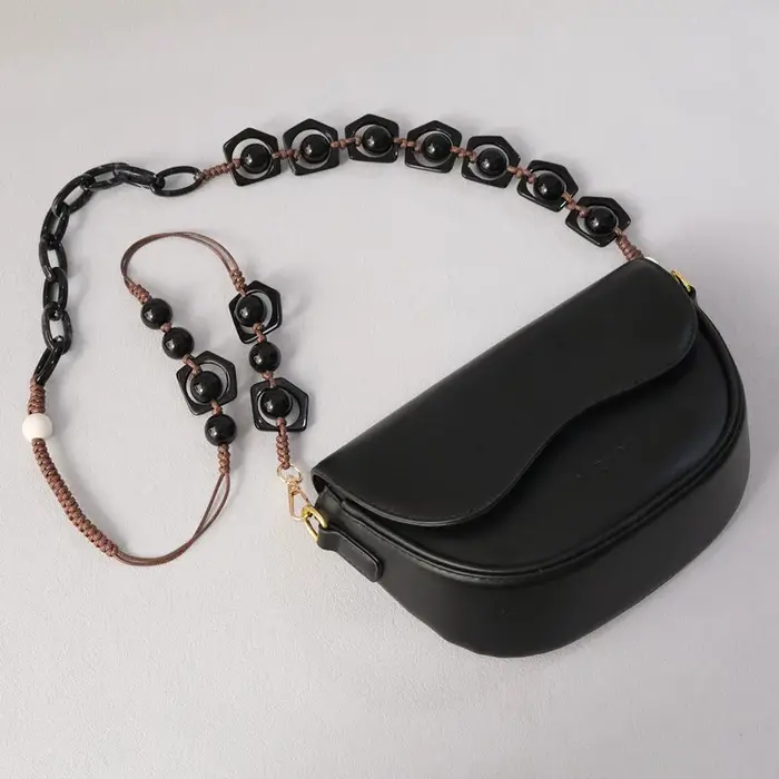 Nouvelle mode femme sac accessoire détachable Vintage noir perle chaîne acrylique sac corde sangle femmes sac à main