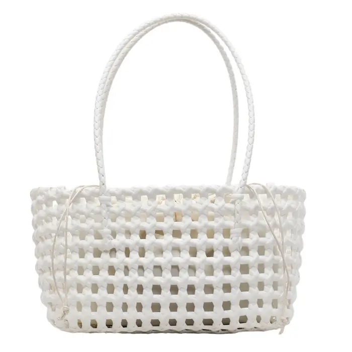 Sac Panier Bohème Coloré en PVC Tressé Grande Capacité 2-en-1 Sac à Main et Sac à Bandoulière pour V