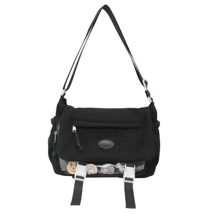 Nouveau Kawaii Itabag hiver doux velours côtelé sacs à bandoulière Transparent sac clair Collage étu
