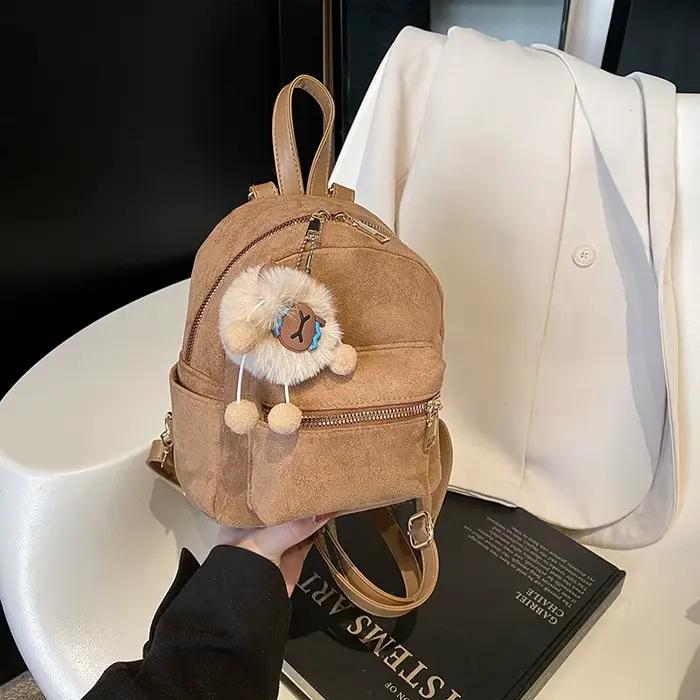 Sac à dos rétro décontracté en daim pour femmes
