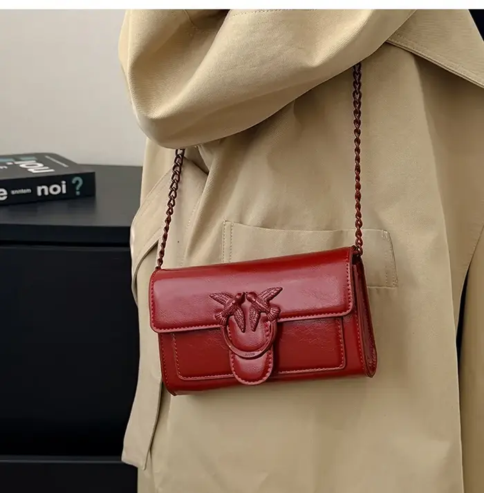 Nouveau Sac à Chaîne en Cuir Huilé 2026 pour Femme, Sac à Main Polyvalent à Poignée Supérieure et Ba