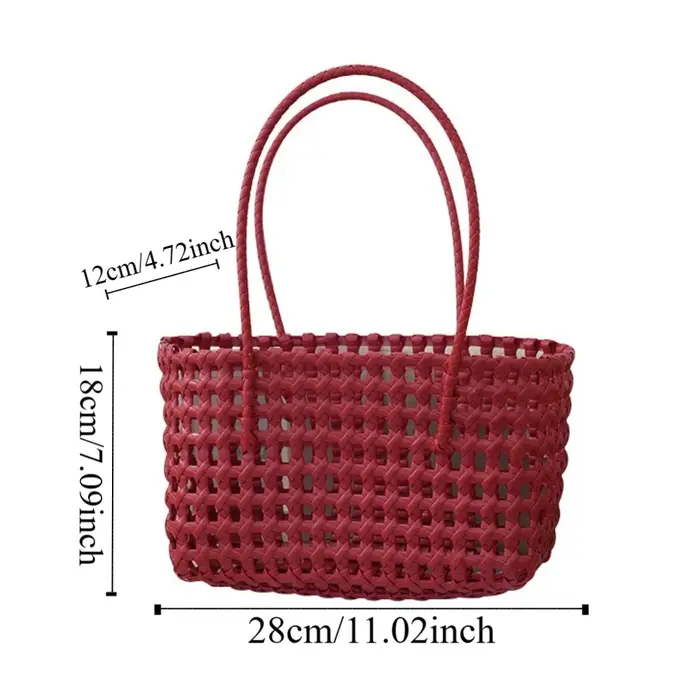Sac cabas de plage en plastique tressé style campagnard bohème grande capacité pour femme en PVC