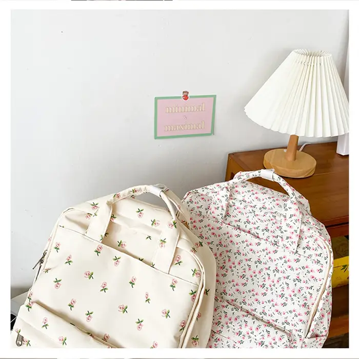 Sac à dos floral personnalisé pour filles douces, lycéennes légères, noms brodés pour sacs à dos pour filles