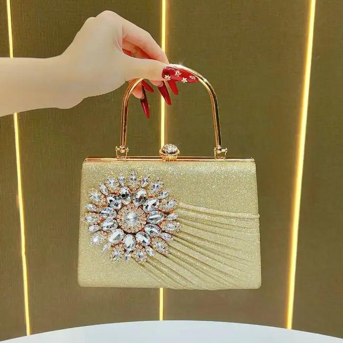 Sac de dîner niche incrusté de diamants, sac à main simple épaule oblique, sac de soirée pour banque