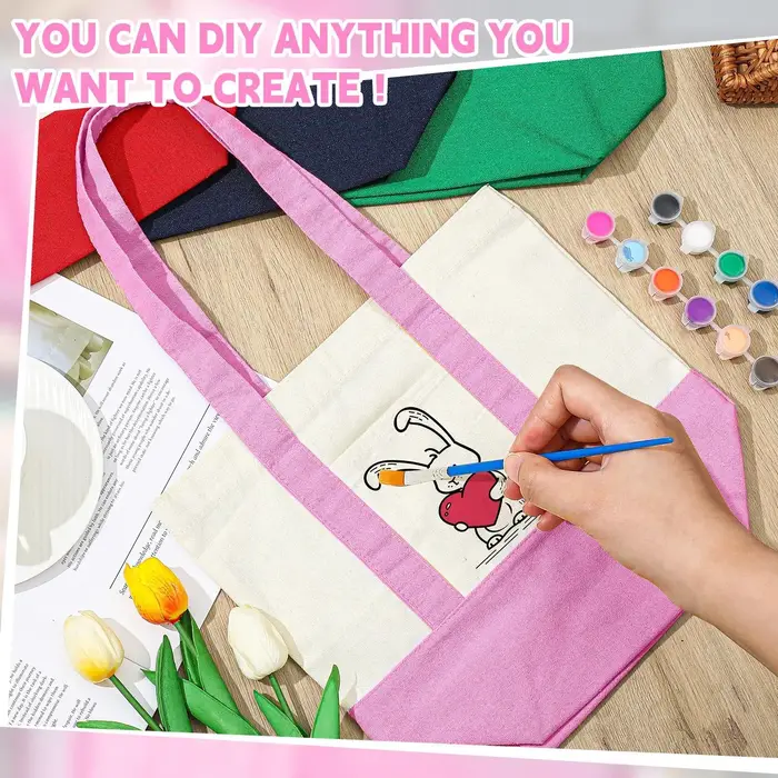 Lot de 1 à 3 sacs fourre-tout en toile DIY