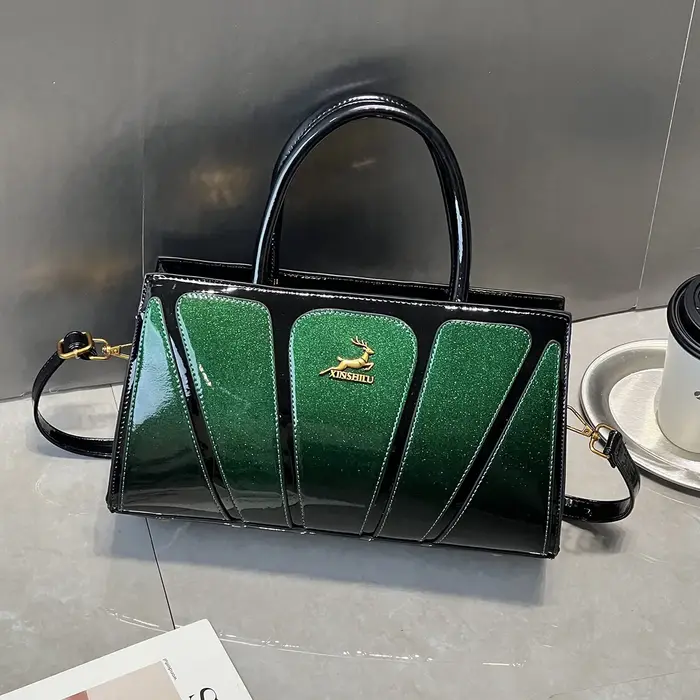 Sac à main rétro en cuir PU pour femmes, grande taille, épissage de colle, sac à bandoulière simple, Style pour les déplacements professionnels, nouvelle collection 2025