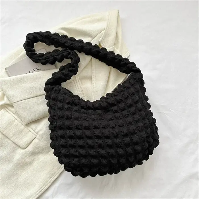 Sac à bandoulière avec Design plissé, sac à bandoulière brodé à carreaux, sacs sous les bras simples