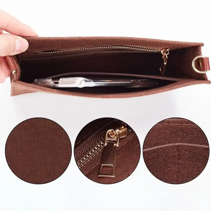 Sac à main en feutre bien rangé