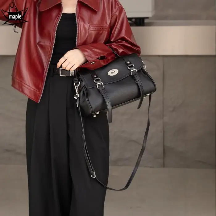 Sac à Main Rétro Classique en Cuir de Vache Naturel pour Femme
