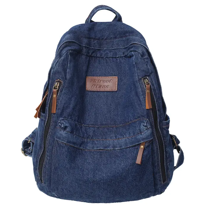 Denim mode sacs à dos pour l'école tendance étudiant jean sac Multi poches grande capacité sac à dos