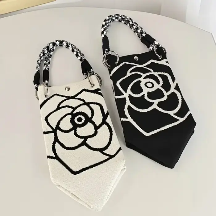 Sac à main tricoté à fleurs pour femmes