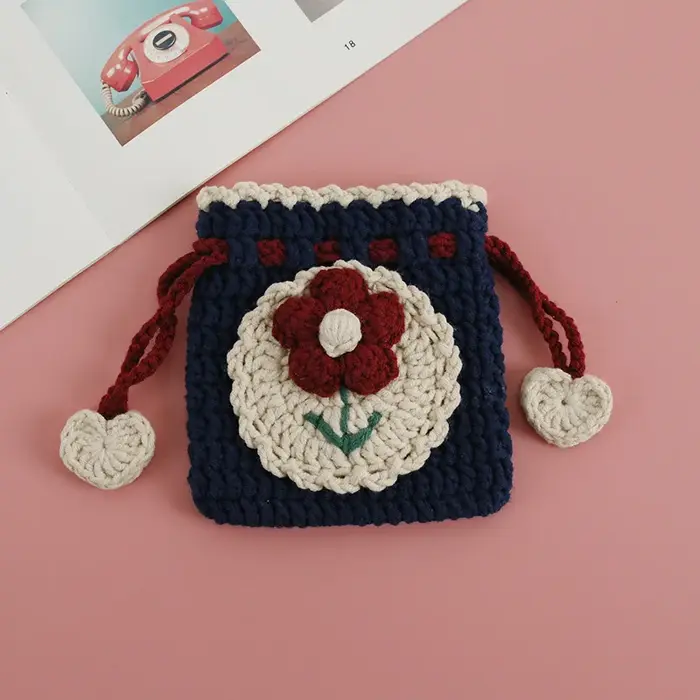 2025 nouveau dessin animé à la mode tissé à la main sac à cordon tisserand fille crochet
