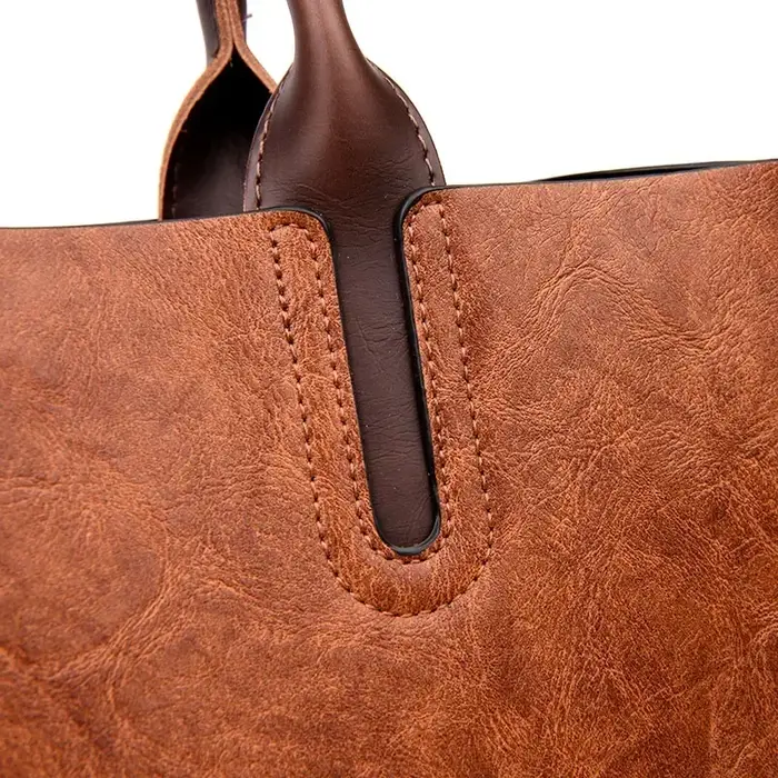 Vintage huile peau cuir grand fourre-tout décontracté femmes sacs de haute qualité