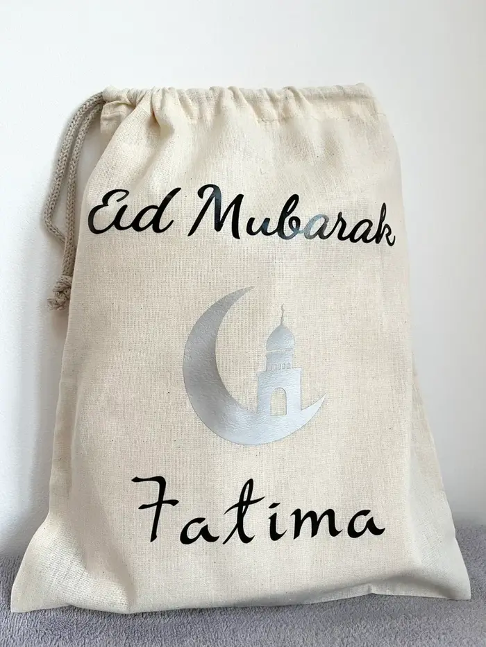Sac cadeau en coton avec nom personnalisé eid mubarak