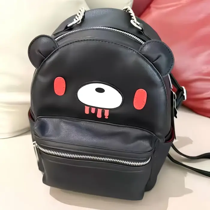 Sac à dos en cuir PU noir Y2K