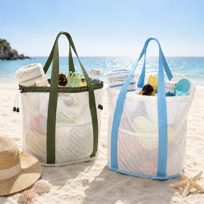 Sac de plage de grande capacité avec une conception en maille résistante au sable